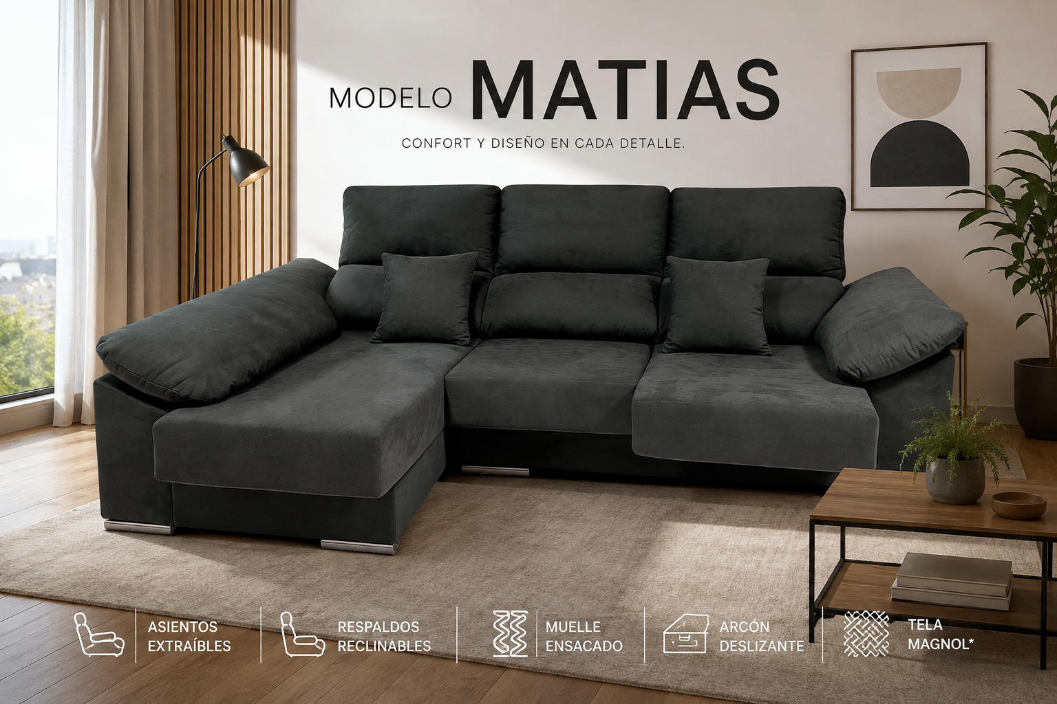 Sofá Chaise Longue MATIAS - Imagen 2