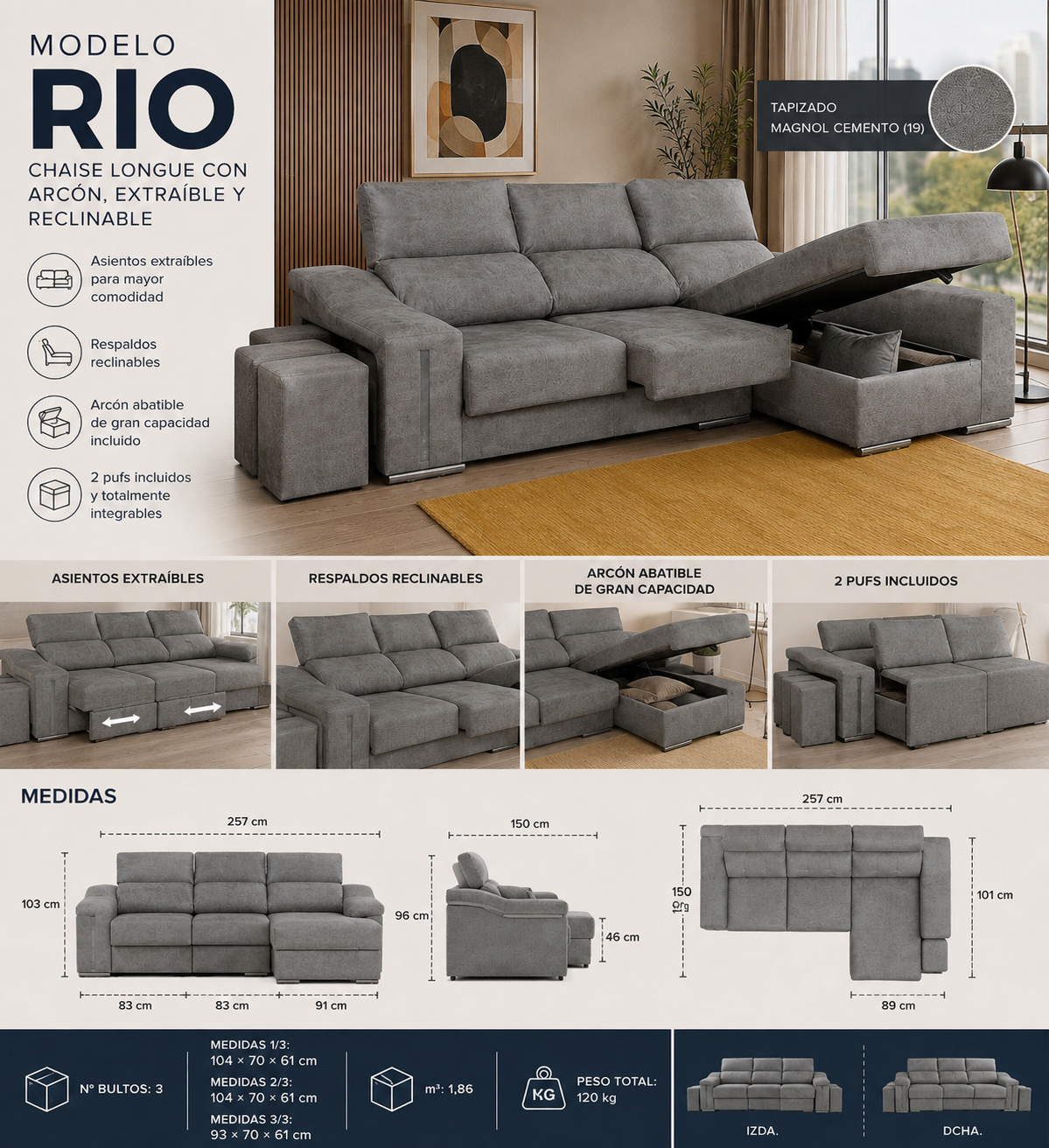 Sofá Chaise Longue RIO - Imagen 3